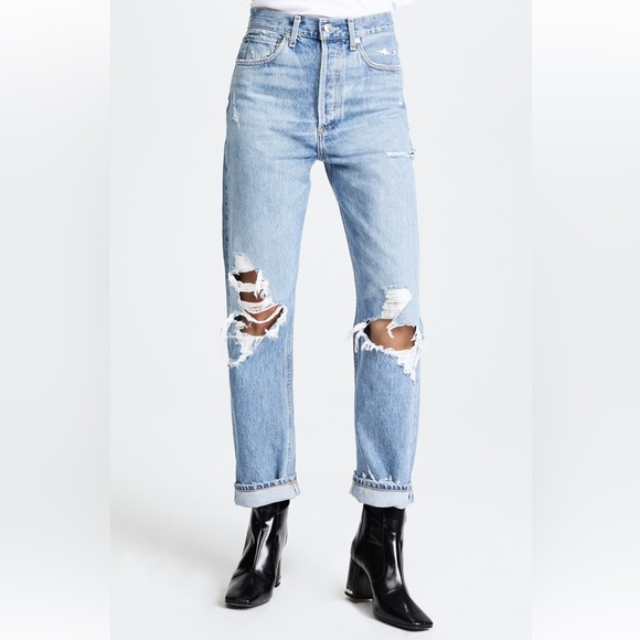 Agolde 90’s Distressed Straight Fit Jeans Sz 26 - Picture 12 of 13